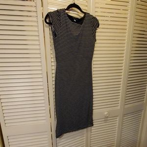 Dark blue and white striped dress